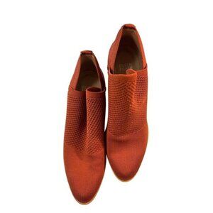 Eileen Fisher Womens Red Woven Knit Heeled Booties Size 7.5 Rust
